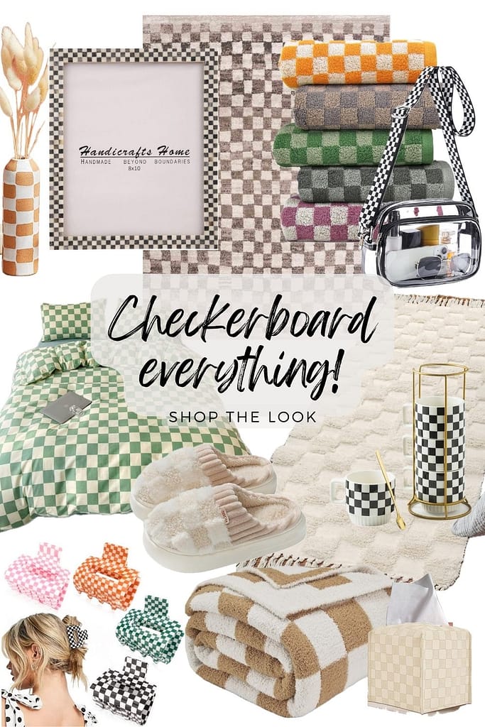 checkerboard print decor and home items