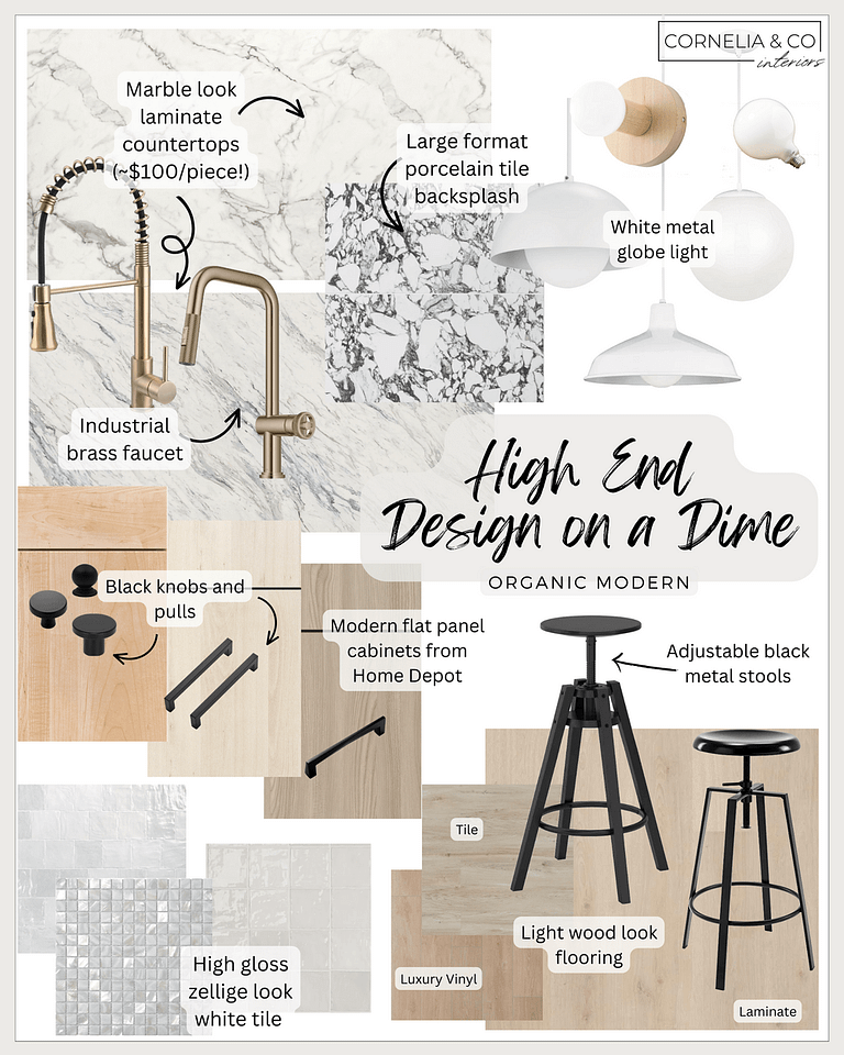 Affordable finishes for an organic modern kitchen
