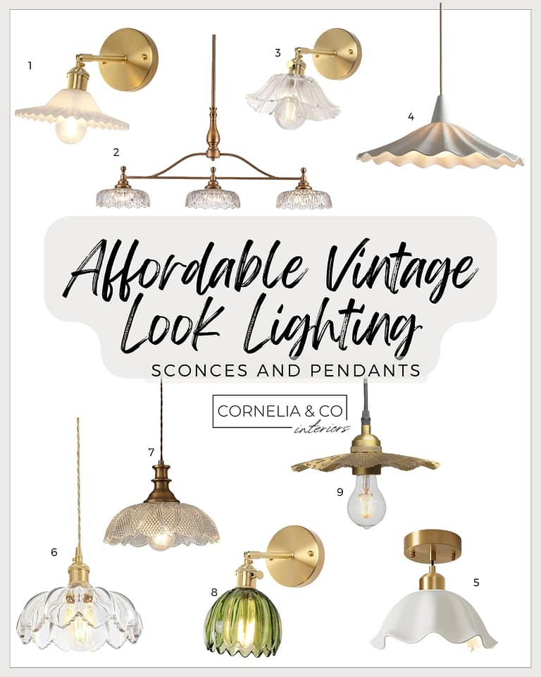 affordable brass pendants and sconces in a vintage feminine style