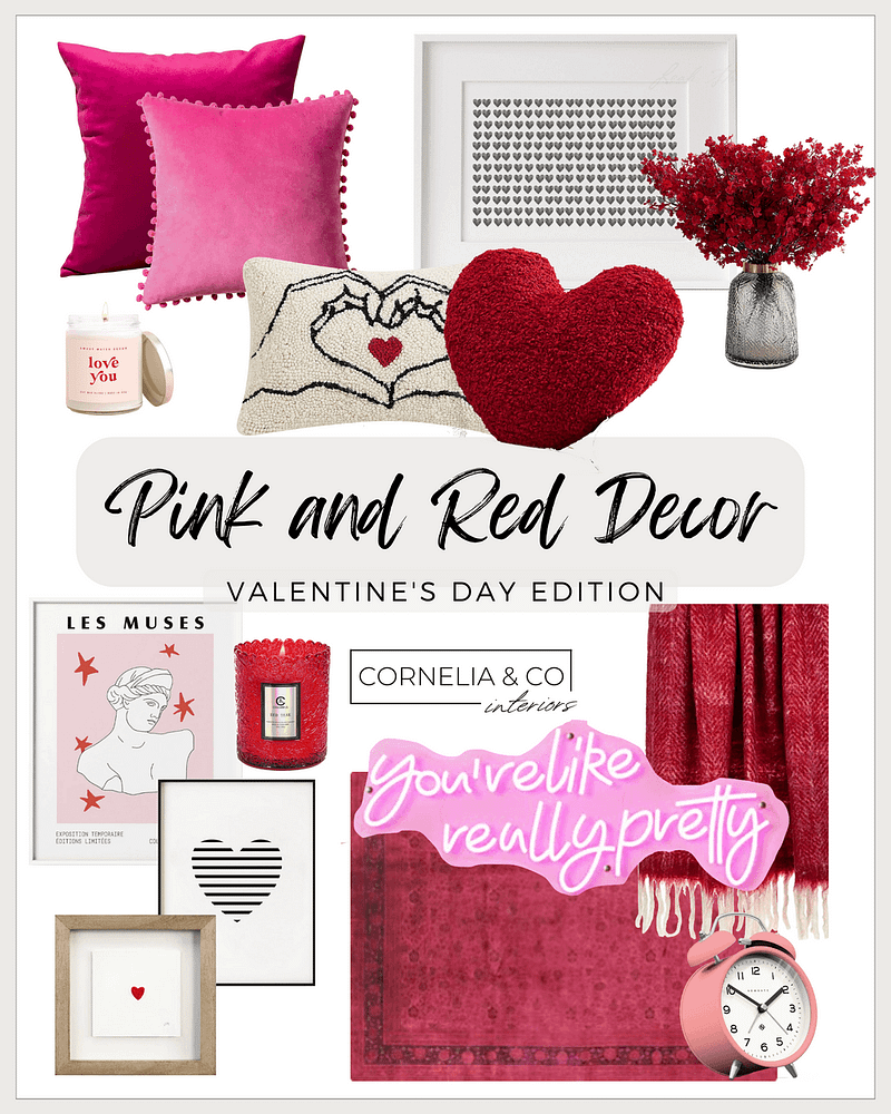girly pink and red affordable decor items for Valentine's Day